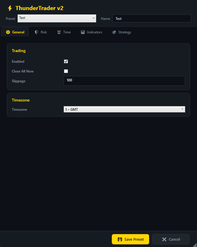 ThunderTrader EA - General Settings